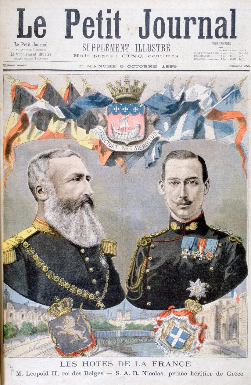 Kung Leopold II av Belgien och Prins Nicholas av Grekland och Danmark, 1895. av Oswaldo Tofani