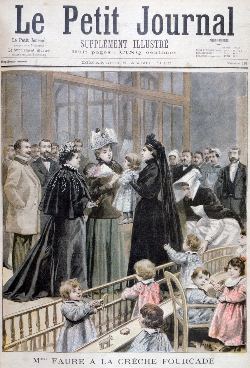 Madame Faure vid Fourcade Creche, Frankrike, 1896 av Oswaldo Tofani