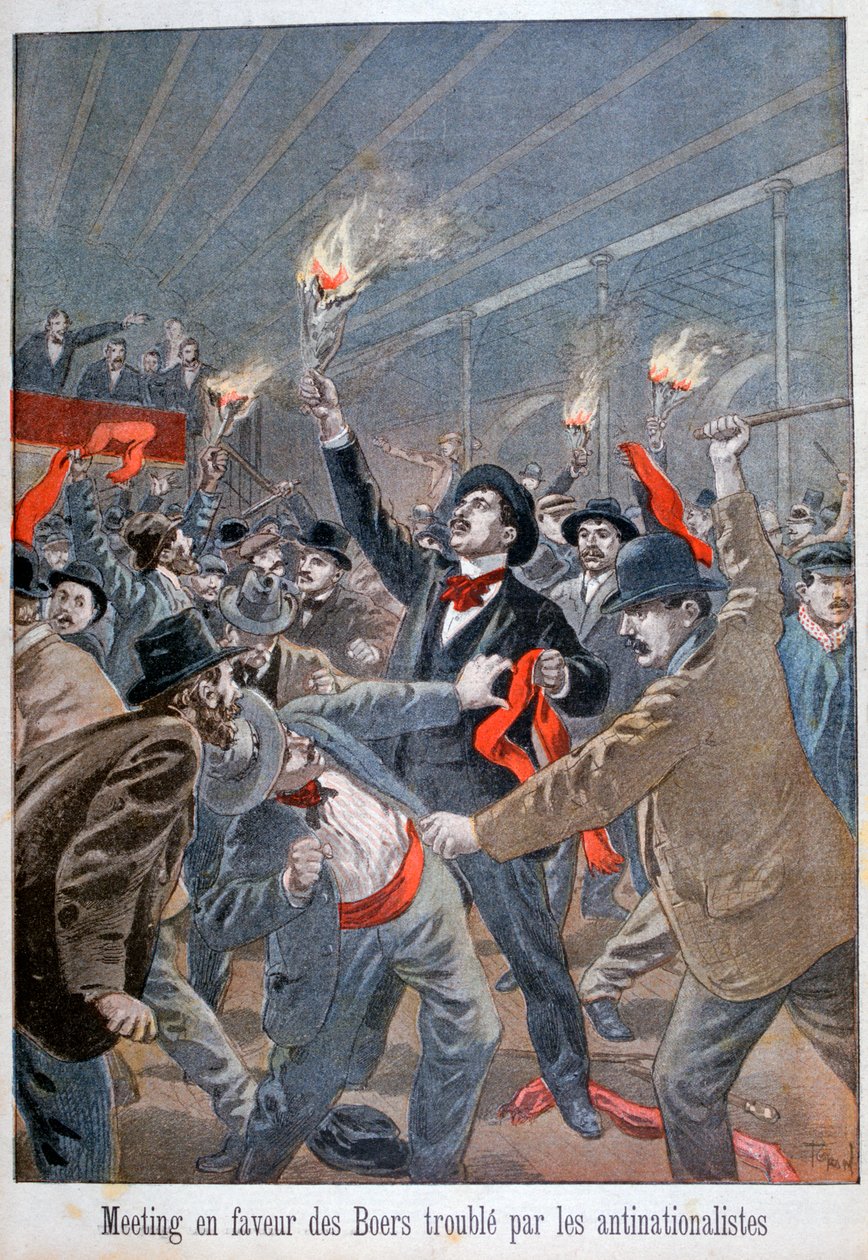 Möte till förmån för boer störd av antinationalisterna, 1900 av Oswaldo Tofani