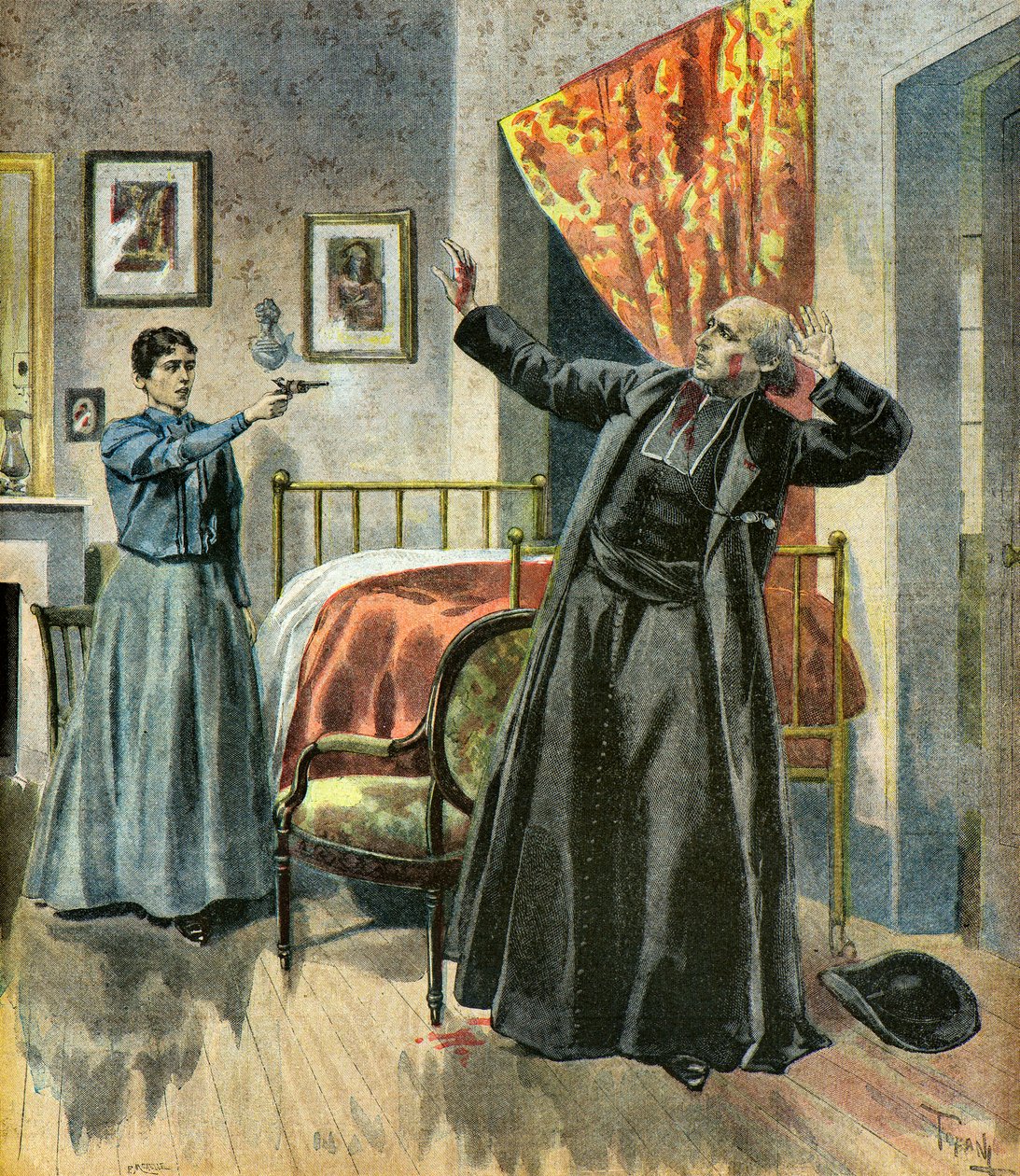 Mordet på abbe Paul De Broglie,1895 (Illustration) av Oswaldo Tofani