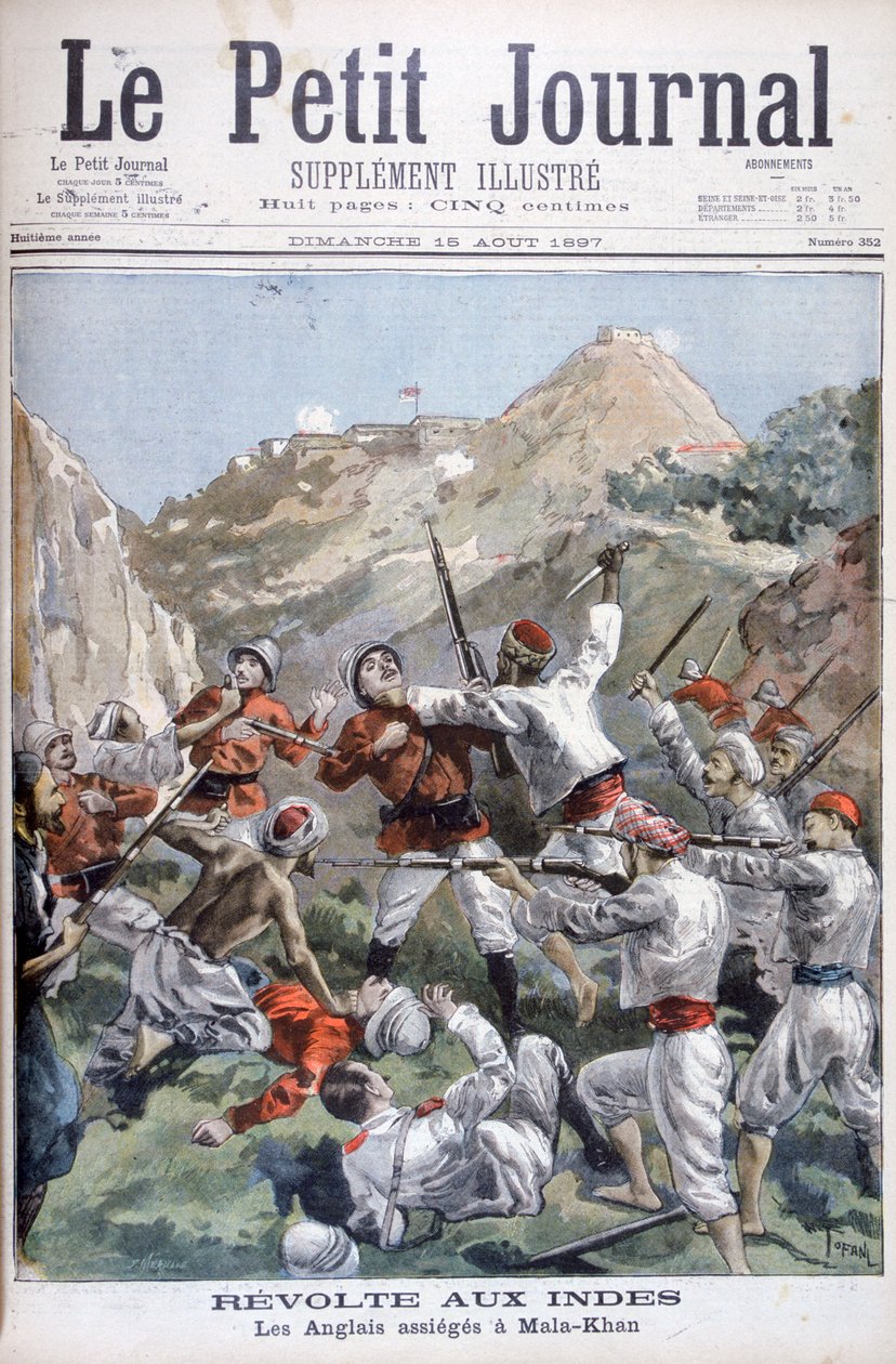 Uppror vid nordvästra gränsen, britterna belägrade vid Malakand, Indien, 1897 av Oswaldo Tofani