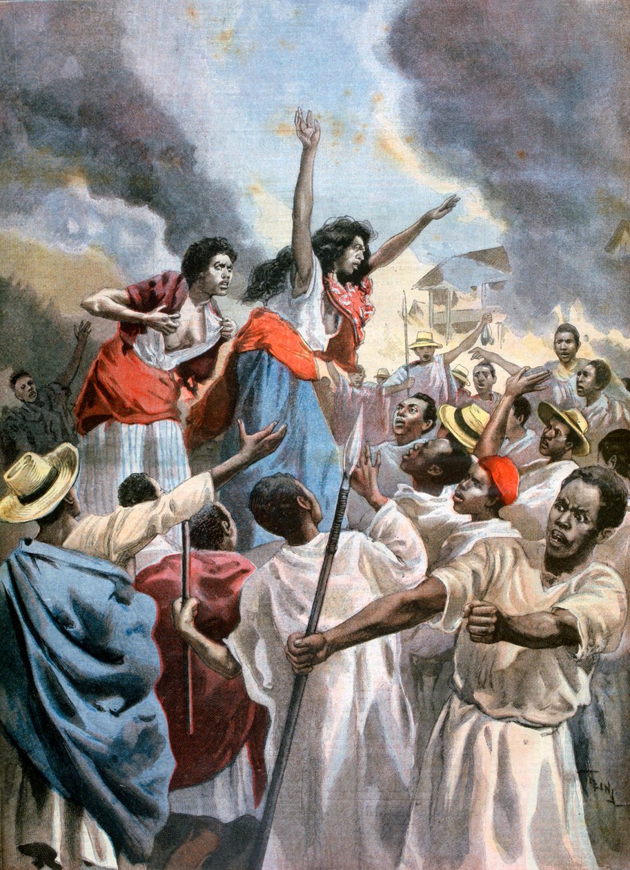 De kungliga prinsessorna predikade det heliga kriget på Madagaskar, 1894 av Oswaldo Tofani