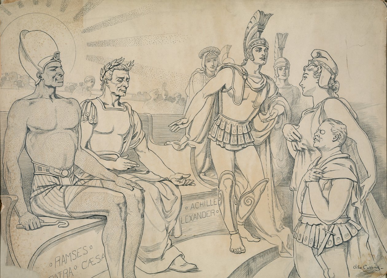 Pallas Columbia ber honom om en plats i historien, 1907 av Otho Cushing