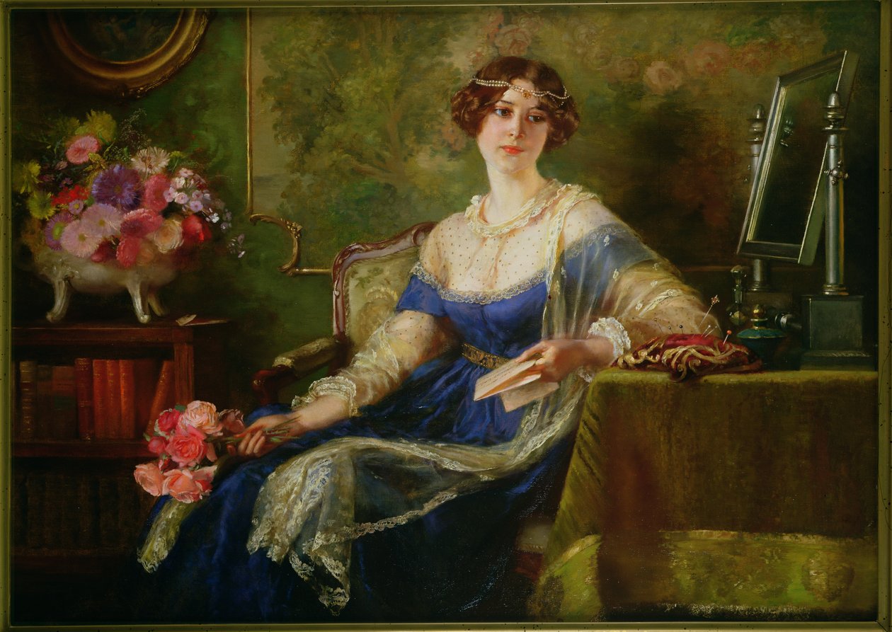 A Young Beauty (olja på duk) av Otolia Kraszewska