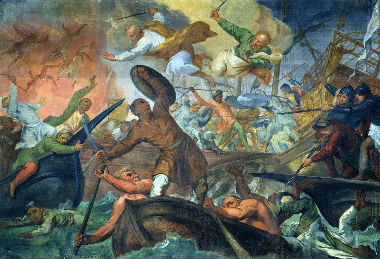 SS Peters och Pauls mirakulösa ingripande i slaget vid Lepanto, 7 oktober 1571 av Ottaviano Dandini