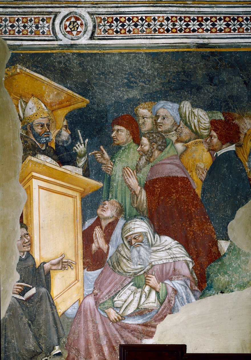 Detalj av predikan av Saint Augustine (fresk av Ottaviano Nelli