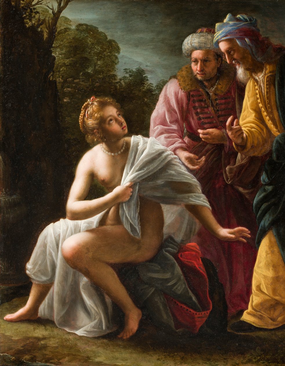 Susanna and the Elders, ca 1620 (olja på kopparpanel) av Ottavio Mario Leoni