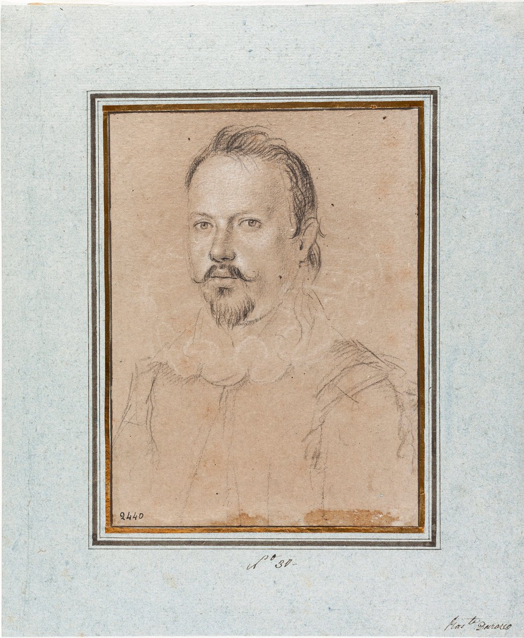 Porträtt av Vincent I av Gonzague, hertig av Mantua (Vincenzo I Gonzaga, hertig av Mantua) (1562-1612) Teckning av Ottavio Leoni (1578-1630) Genes, Musei di Strada Nuova, inv 2440 av Ottavio Mario Leoni