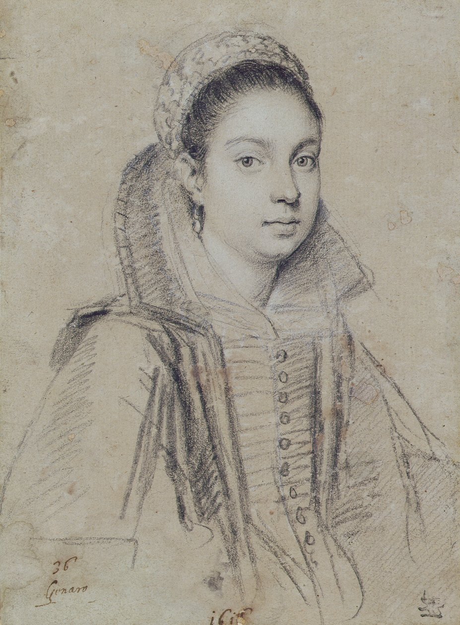 Porträtt av en dam (penna på papper) av Ottavio Mario Leoni
