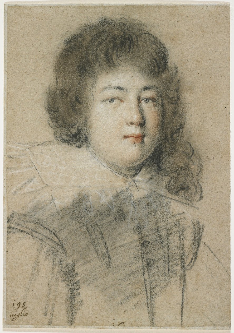 Portrait of an Adolescent Boy, 1621 (röd, svart och vit krita på blekt brunt papper) av Ottavio Mario Leoni