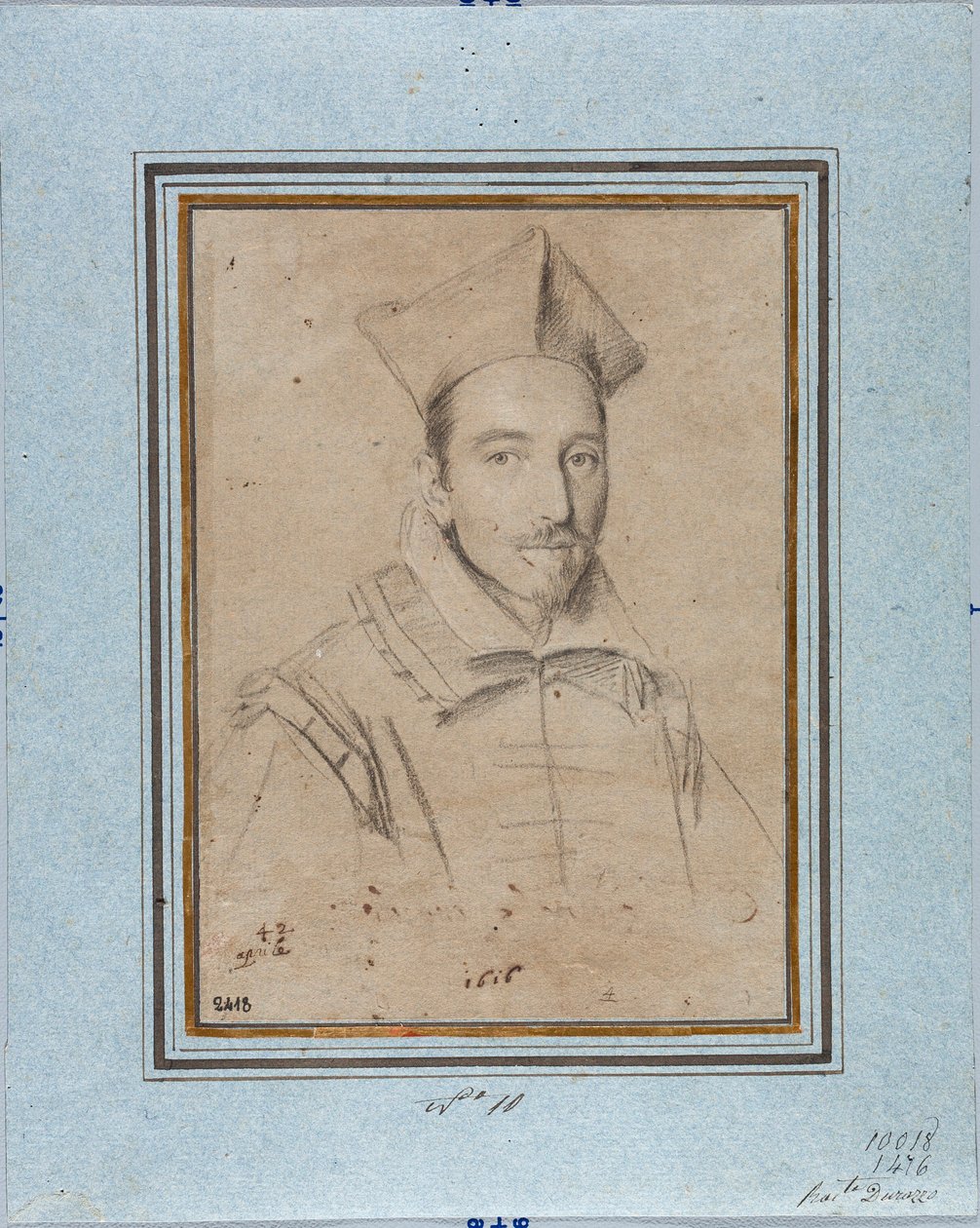 Porträtt av prelaten troligen kardinal Francesco Maria Bourbon Del Monte Santa Maria (1549-1627) Teckning av Ottavio Leoni (1578-1630) 1616 Genes, Musei di Strada Nuova, Fondo Disegni, inv 2418 av Ottavio Mario Leoni