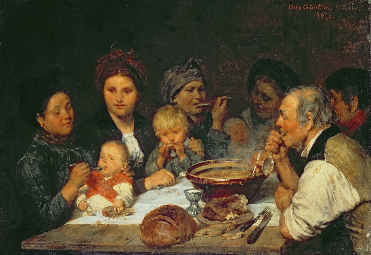 Arbetare vid ett bord, Thueringen, 1875 av Otto Edmund Guenther