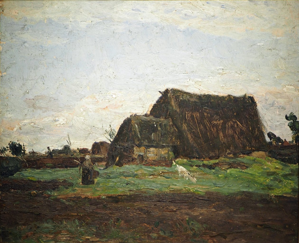 Moorkate med fru och get av Otto Modersohn