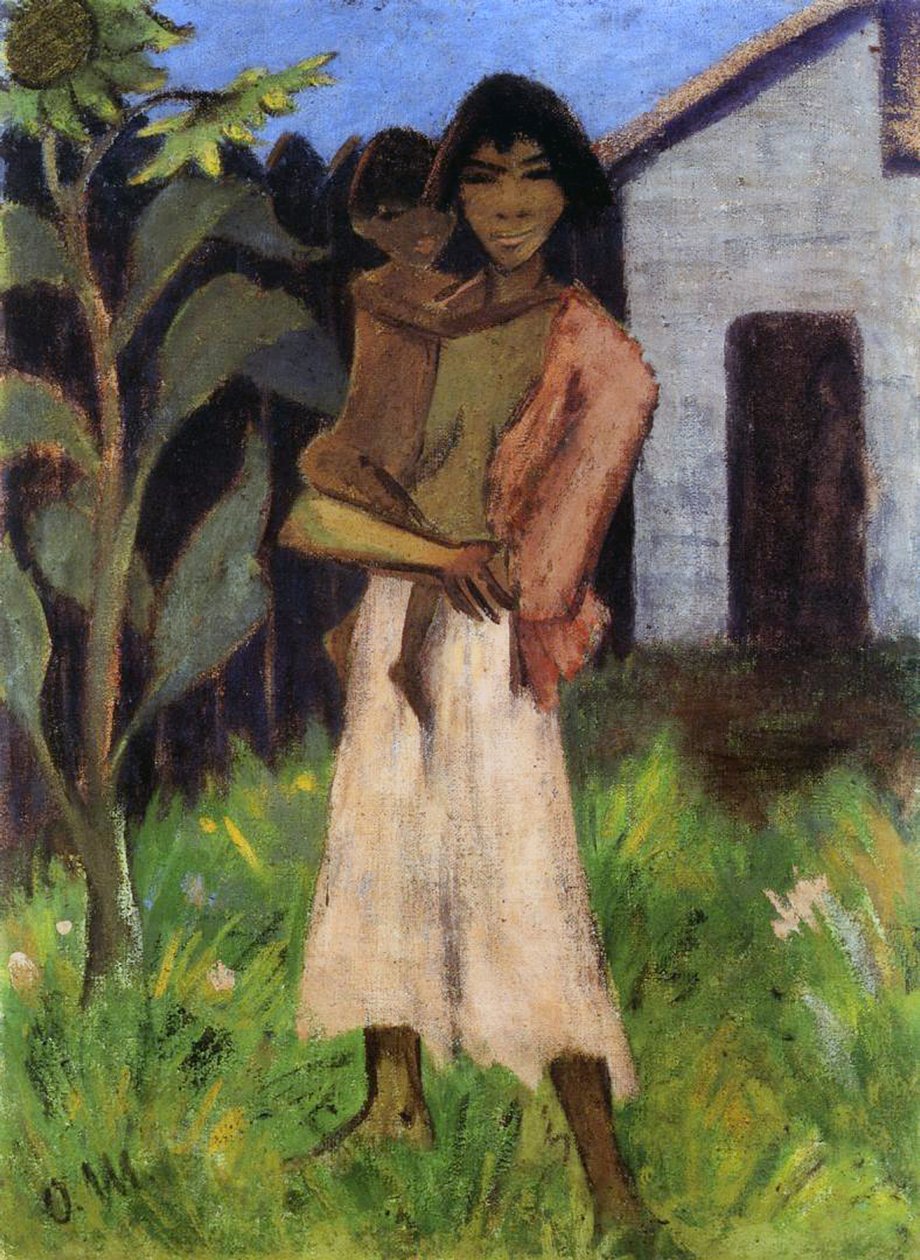 Mor och barn, 1927 (tempera på duk) av Otto Mueller