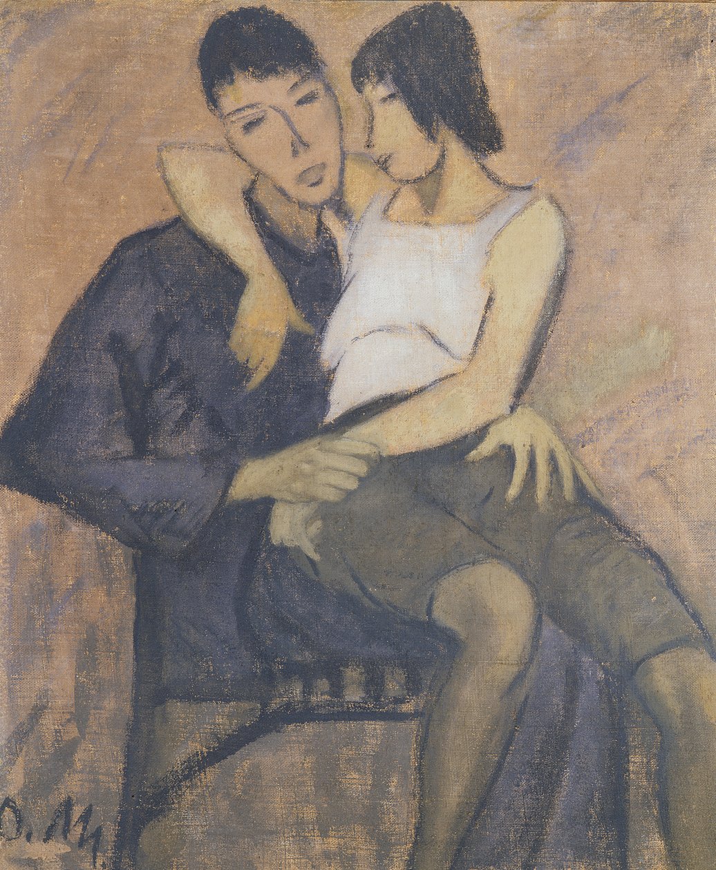Sitting Pair, 1920 (olja på säckväv) av Otto Mueller