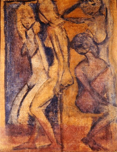 Tre flickor, 1922 (se 274039 för rekto) av Otto Mueller