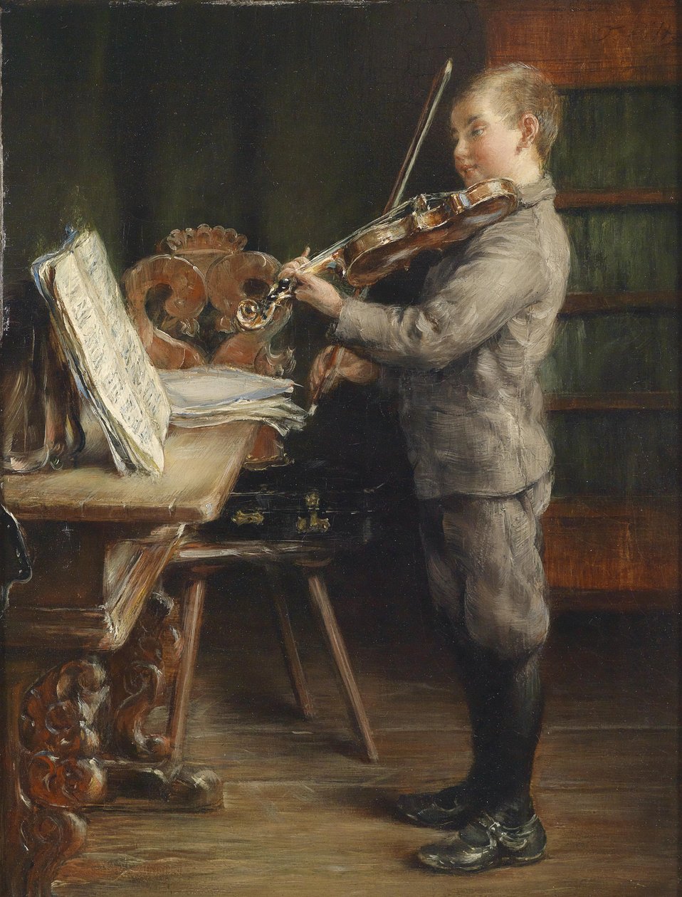 Violine spielender Knabe av Otto Piltz