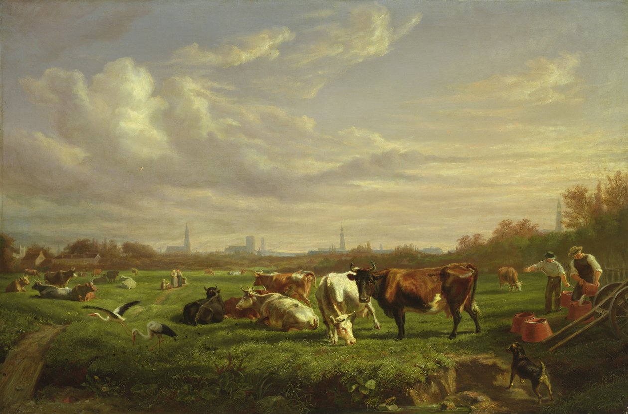 Äng med staden Dammtor bakom, 1856 av Otto Speckter