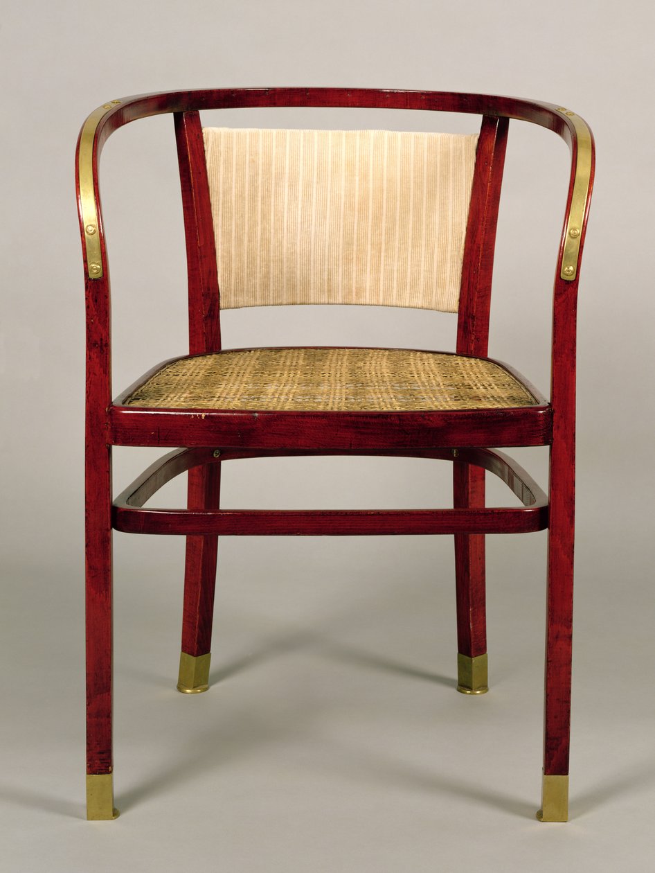 Fåtölj, 1902 (betsad bok, stoppad rygg och mässingsbeslag) av Otto Wagner