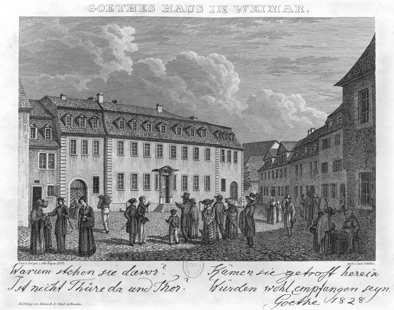 Johann Wolfgang von Goethes (1749-1832) hus i Weimar, graverat av Ludwig Schütze (1807-72) 1827-28 av Otto Wagner