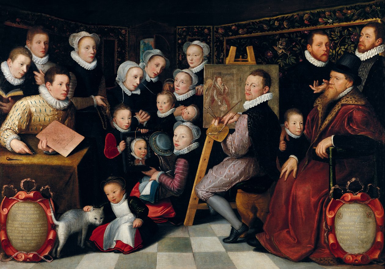 Konstnärsmålningen, omgiven av hans familj, 1584 av Otto van Veen