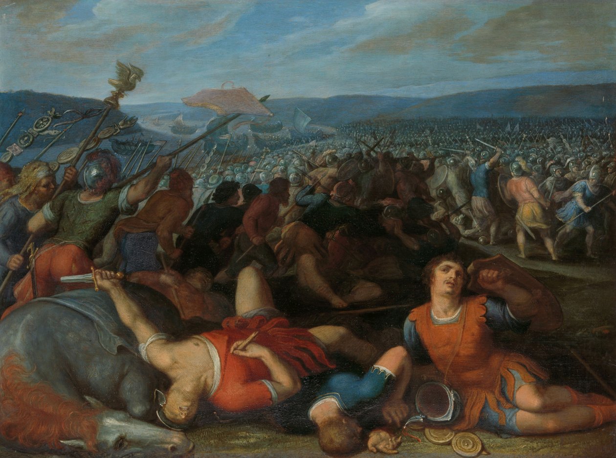 Bataverna besegrar romarna vid Rhen, 1600-13 av Otto van Veen
