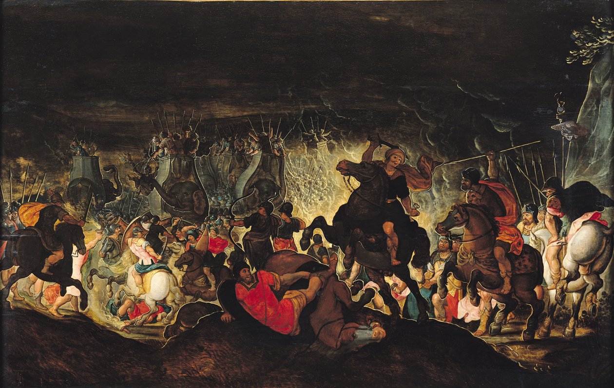 Slaget vid Zama, 202 f.Kr., c.1585-90 av Otto van Veen