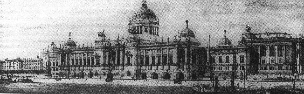 Non winning entry for competition regarding Budapest parliament building (1883) av Otto wagner and partners