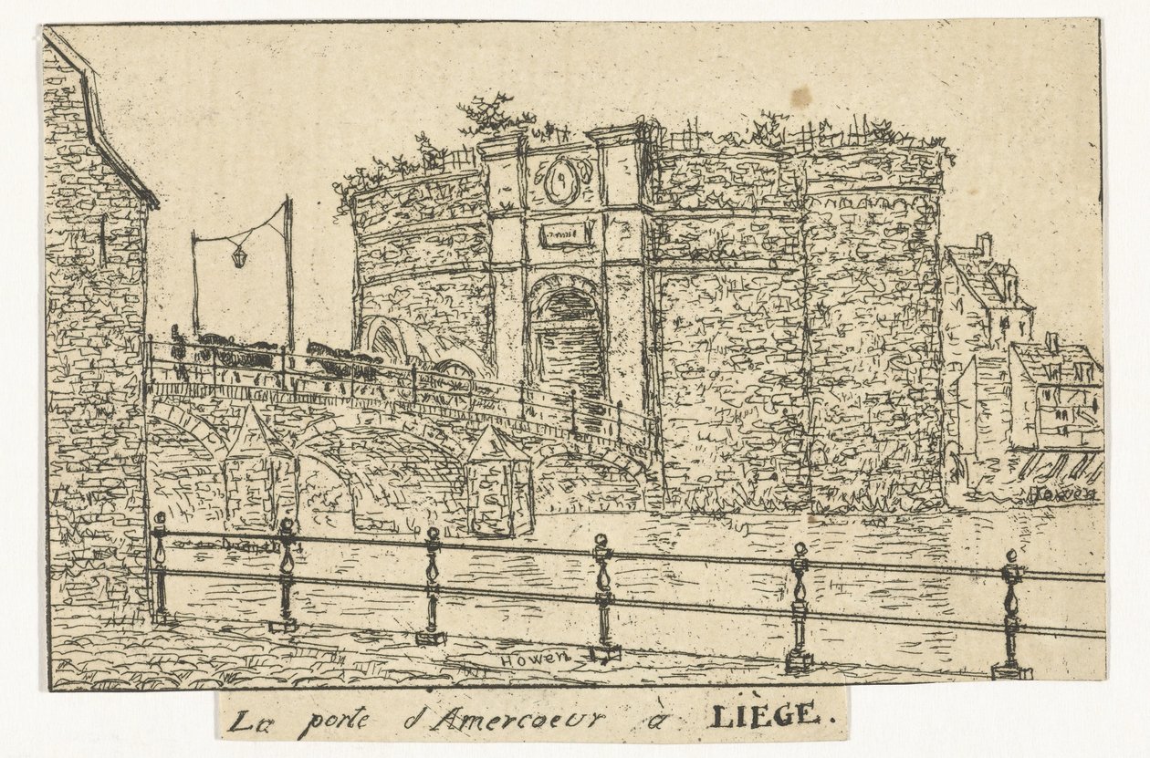 Amercoeurpoort te Luik Amercoeur-porten i Liège (titel på objekt) av Otto Baron Howen