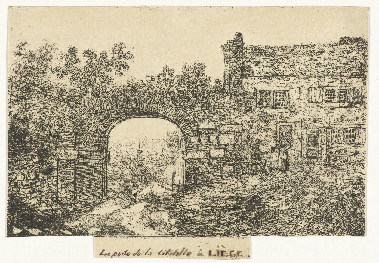 Citadelpoort te Luik Porten till Citadellet i Liège (titel på objektet) av Otto Baron Howen