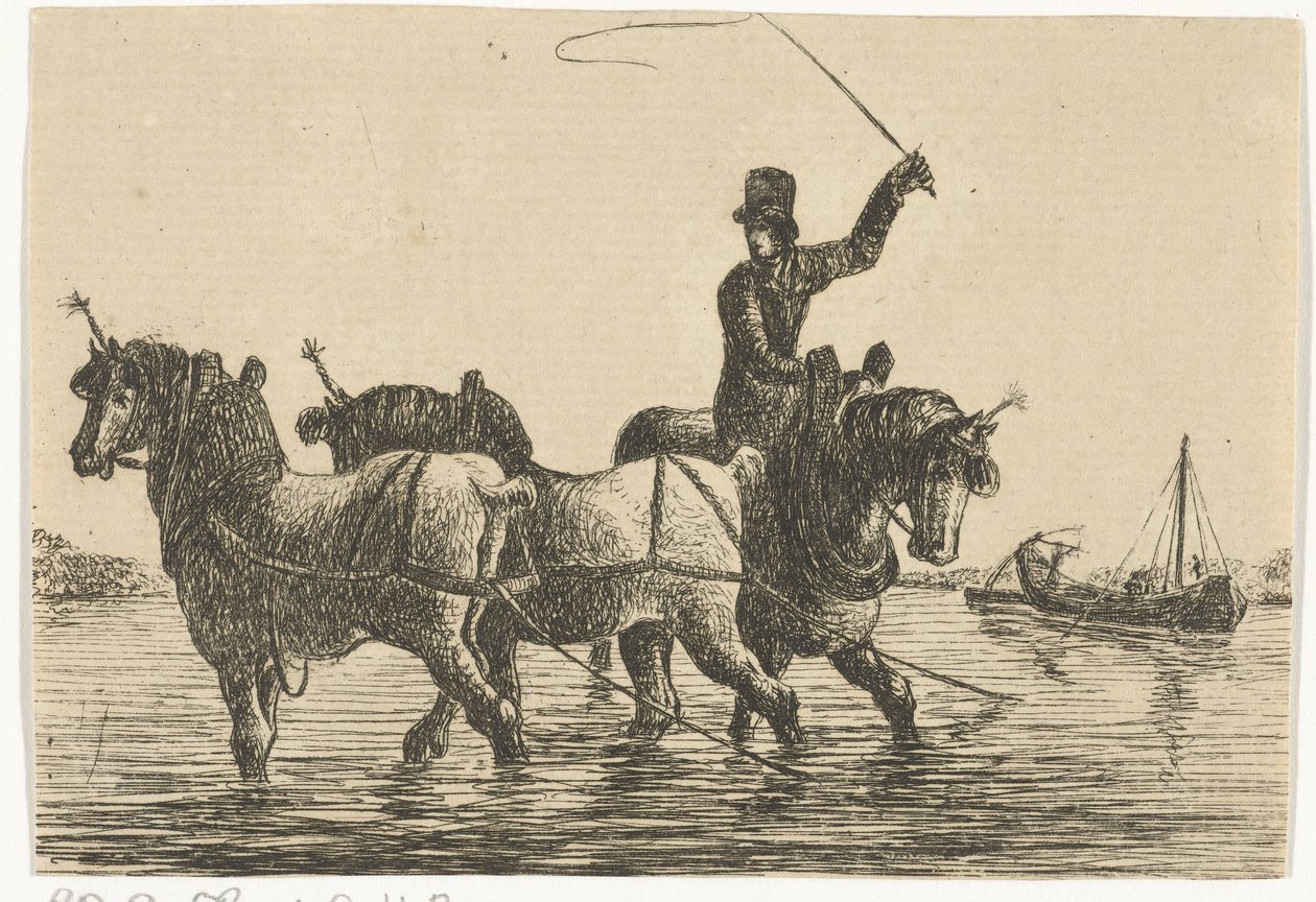 Tre draghästar i vattnet av Otto Baron Howen