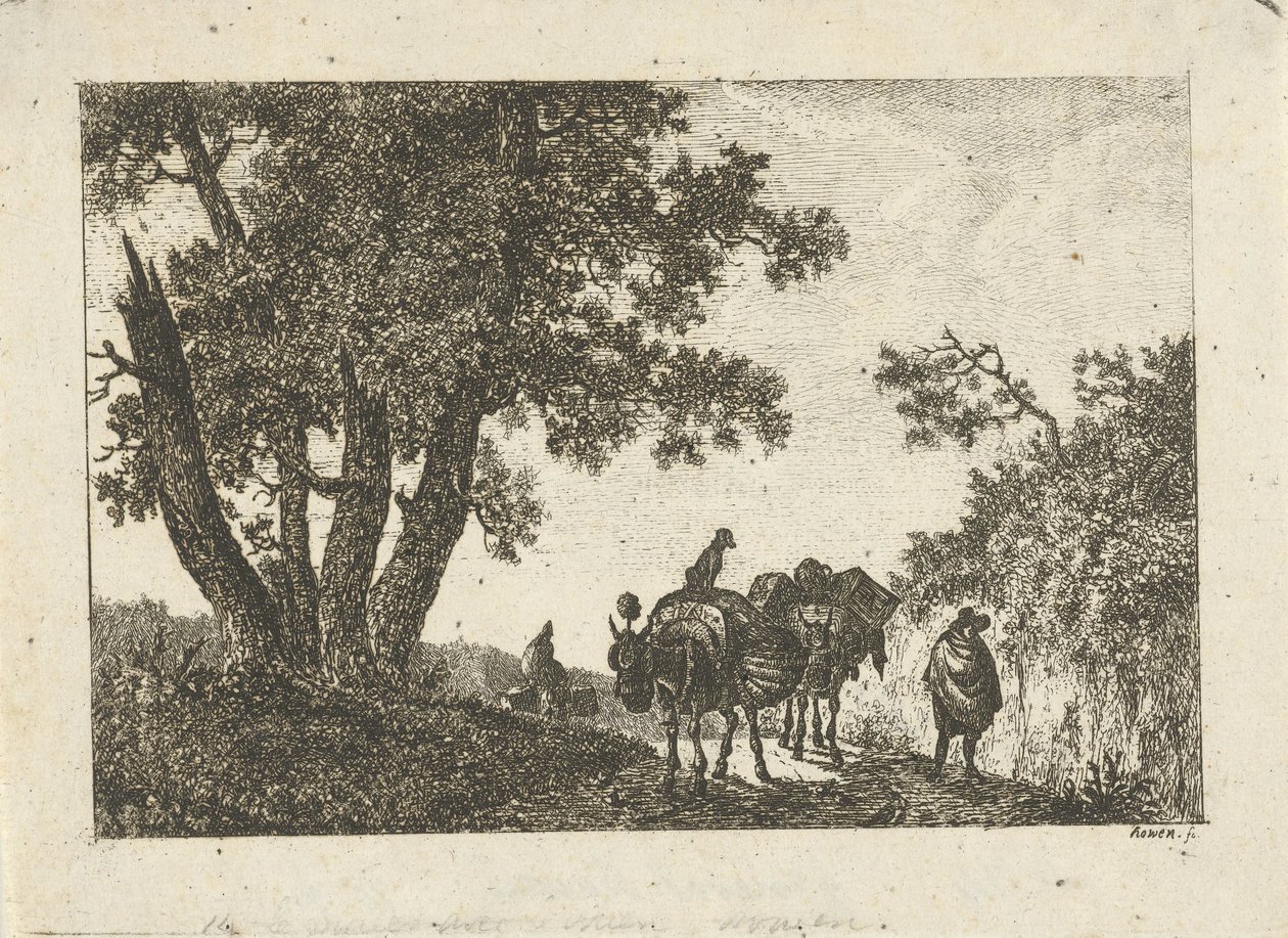 Landskap med åsnor och resenärer av Otto Baron Howen
