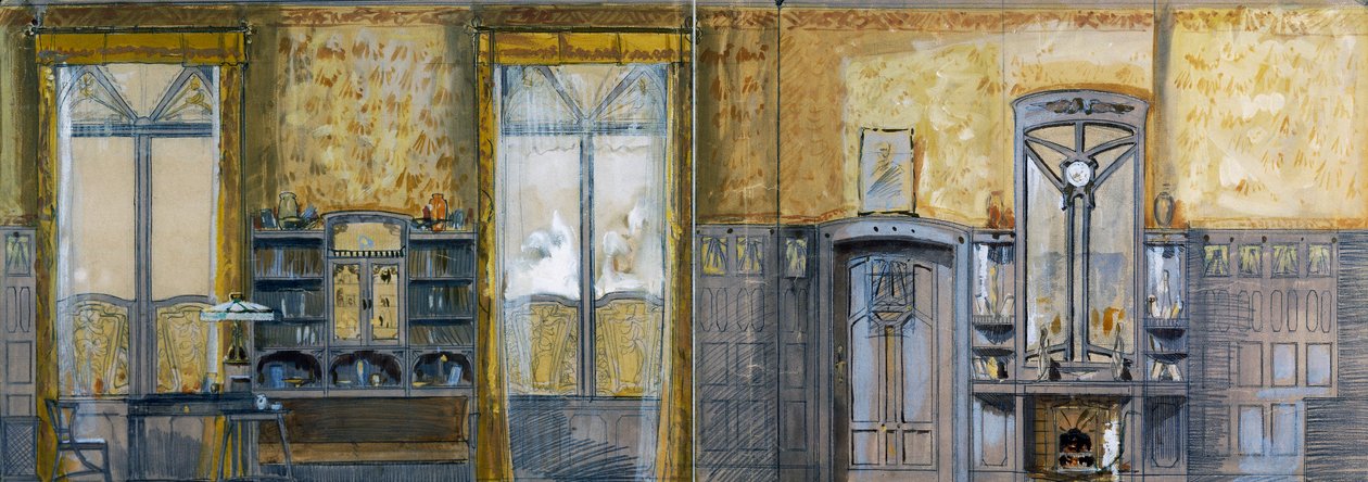 Projekt til undersøgelse af storhertug Ernst Ludwig von Hessen-Darmstadt (1868-1937), designet af Otto Eckmann (1865-1902). 19. århundrede av Otto Eckmann