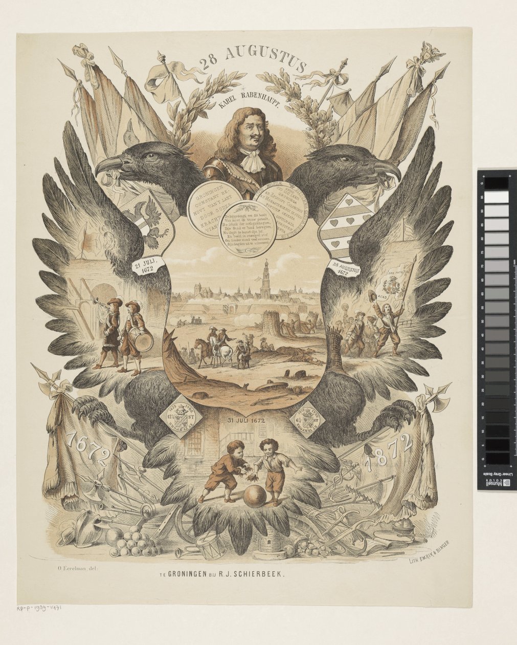 Jubileumstryck av Groningens relief av Otto Eerelman