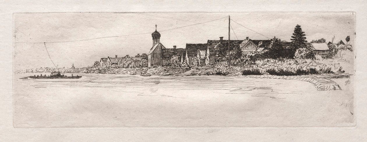 Färja vid Schwabel Weiss, 1879. av Otto H. Bacher