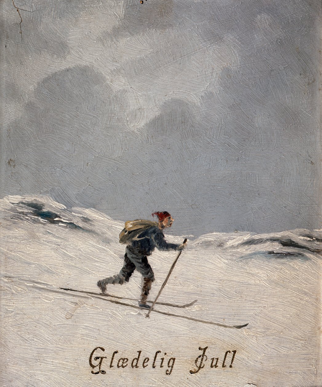 Skidåkare (god jul), ca 1880 av Otto Henning