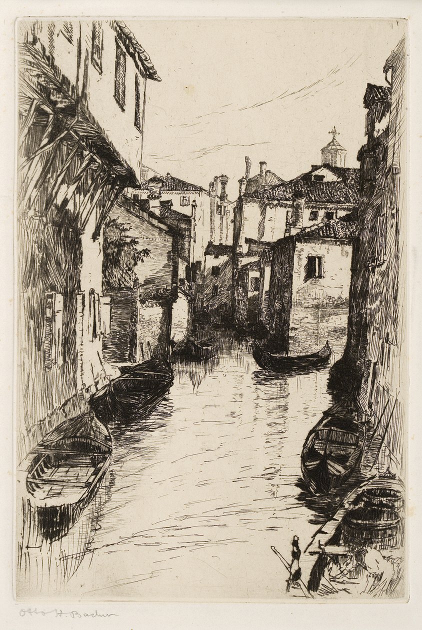 En kanal i Venedig, ca 1880-82 (etsning) av Otto Henry Bacher
