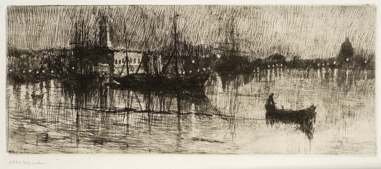 Rainy Night, ca 1880-82 (etsning och torrnål) av Otto Henry Bacher