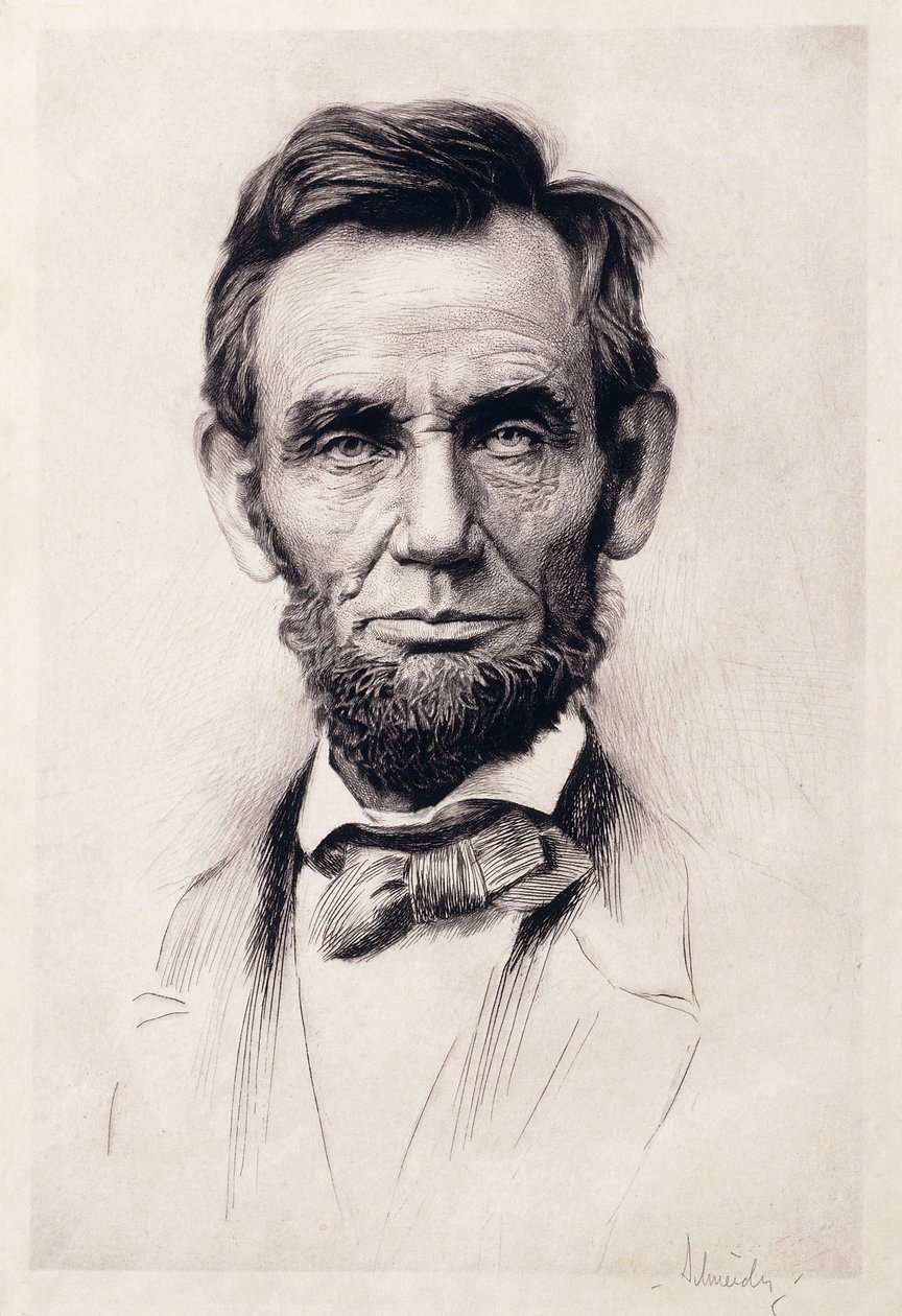 Porträtt av Lincoln (gravyr) av Otto Henry Schneider