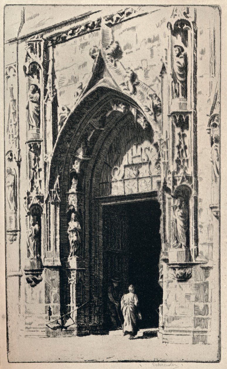 "Ingången till kyrkan St Nicholas-des-Champs", 1915 av Otto J Schneider