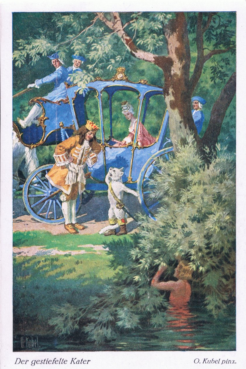 Puss in Boots (European Fairy Tale), vykort från Tyskland av Otto Kubel