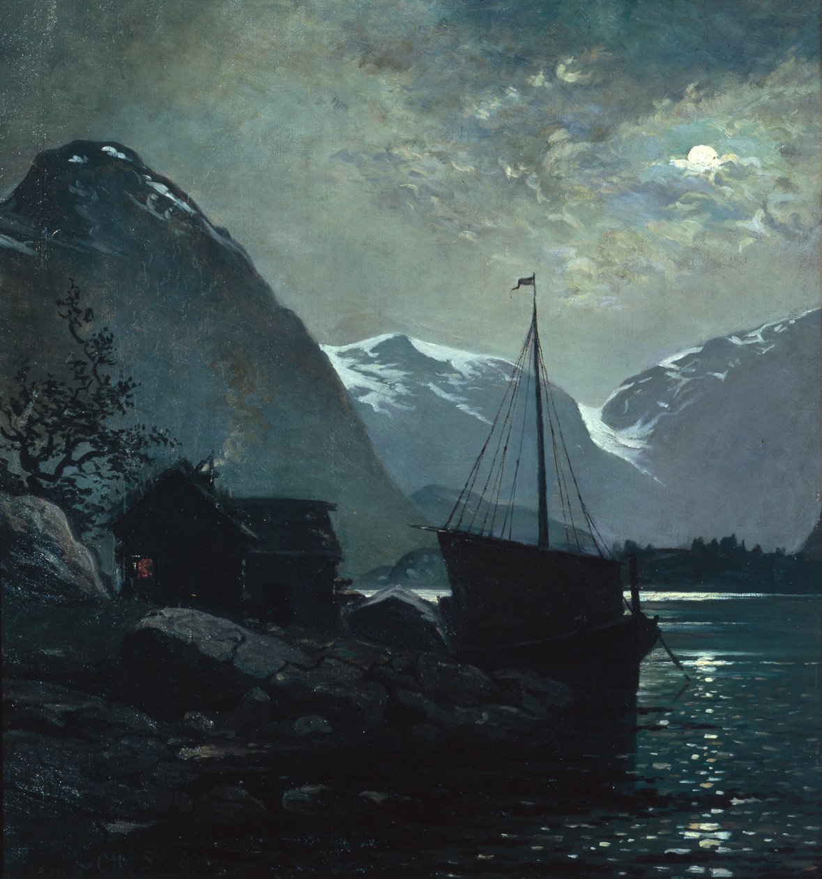 Kväll i Vestlandsfjord (olja på duk) av Otto Ludvig Sinding