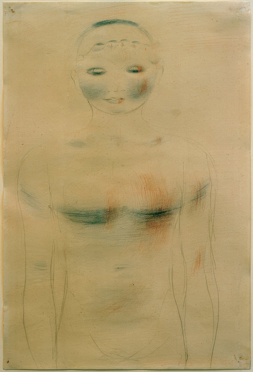 Frontal halvfigur. Från den rosa serien av Otto Meyer Amden
