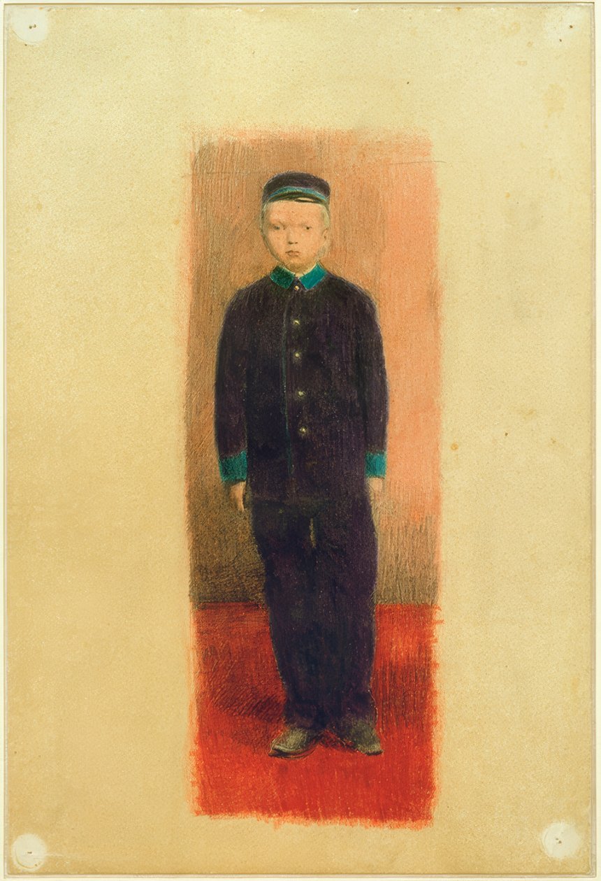 Självporträtt i barnhemsuniform (efter ett fotografi) av Otto Meyer Amden