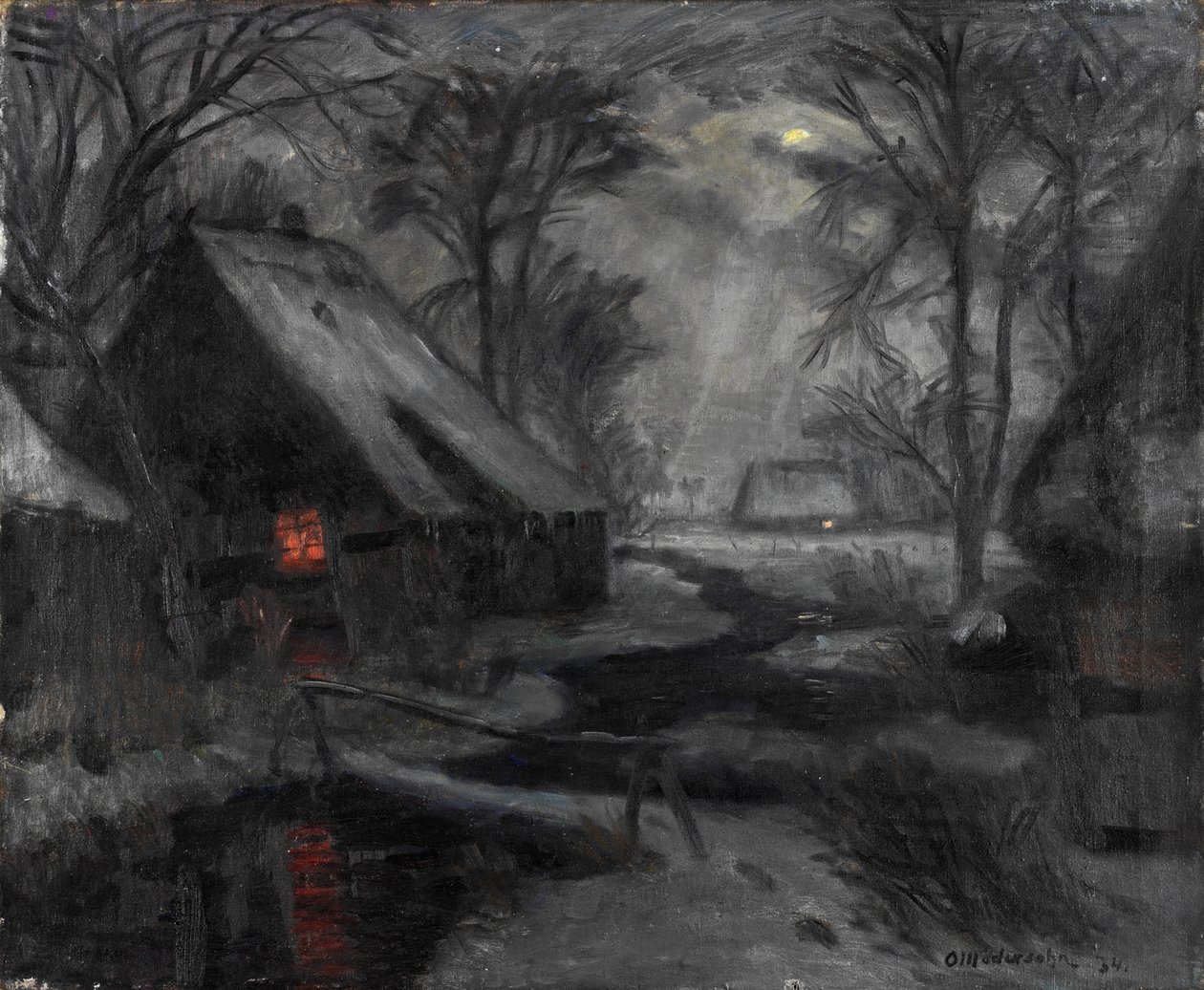 Vinterkväll i Fischerhude av Otto Modersohn