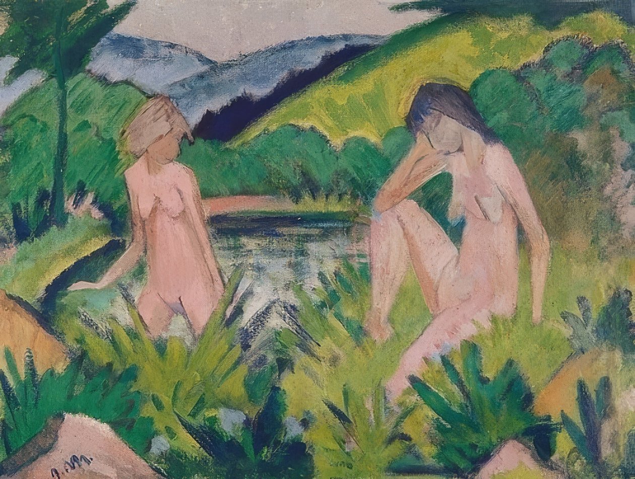 Girls by the water (Två tjejer vid vattnet). 1926 av Otto Mueller