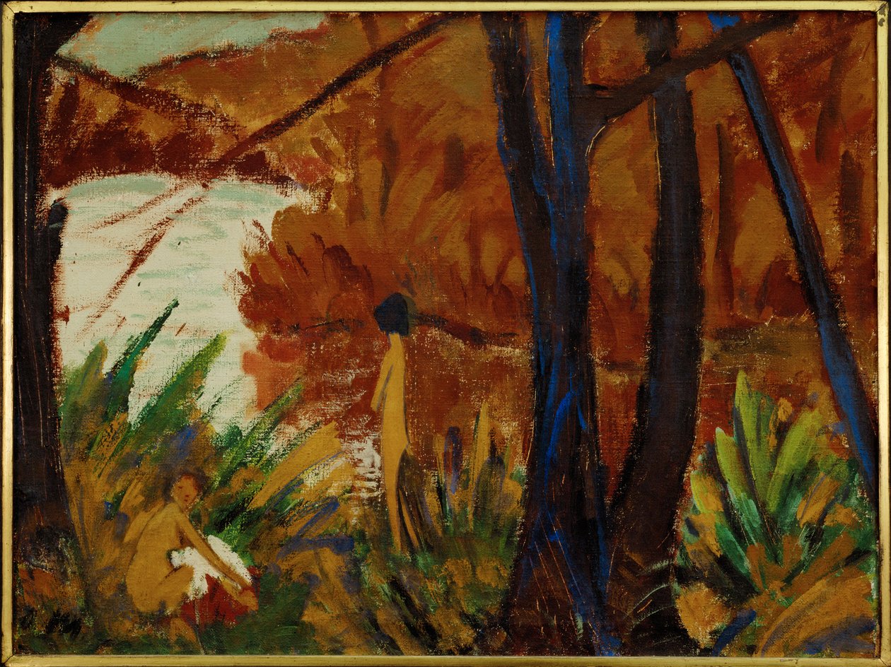 Waldsee mit zwei Akten - En sjö i en skog med två nakna ... av Otto Muller or Mueller