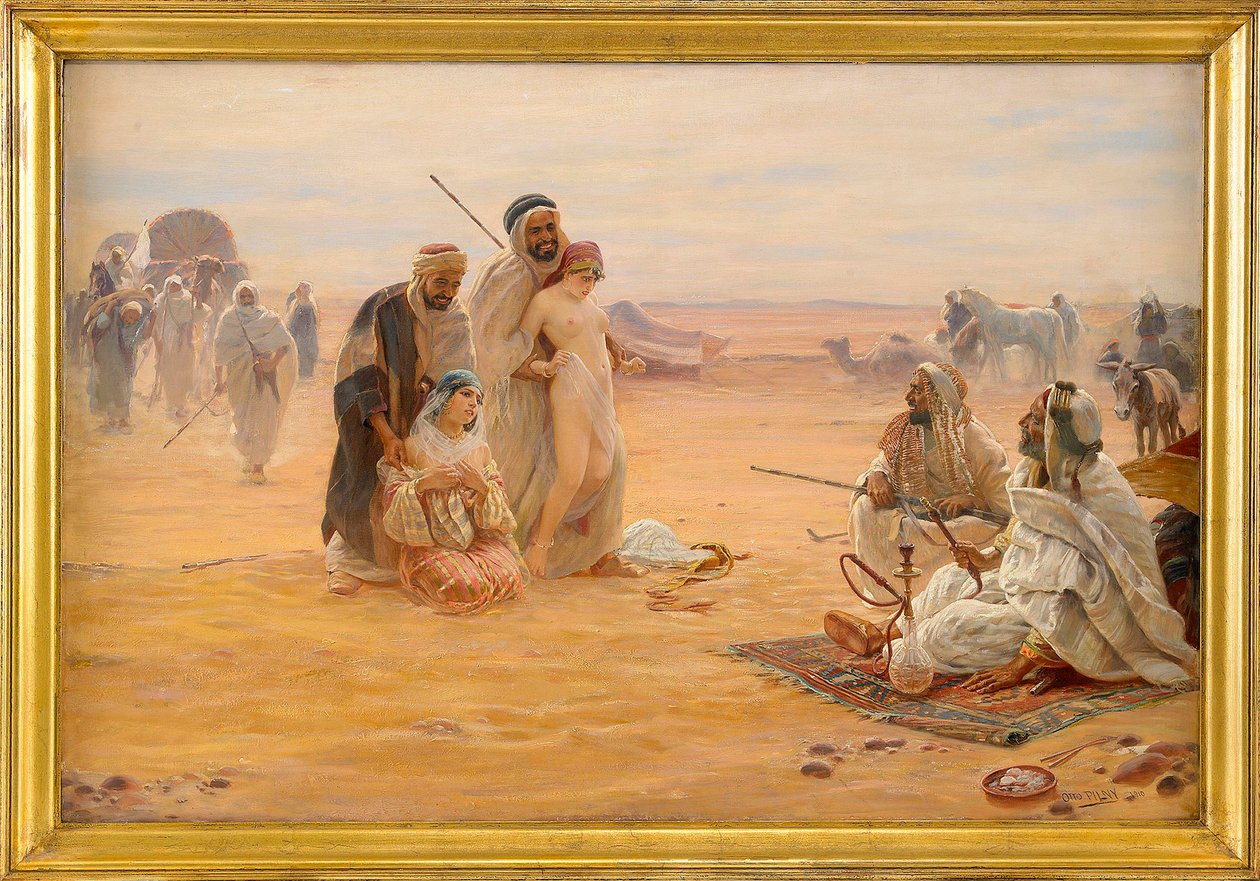 Le marche aux esclaves - Slavmarknaden - Målning av Otto Pilny (1866-1936), Olja på duk 1910 (80x120cm) - Privat samling av Otto Pilny