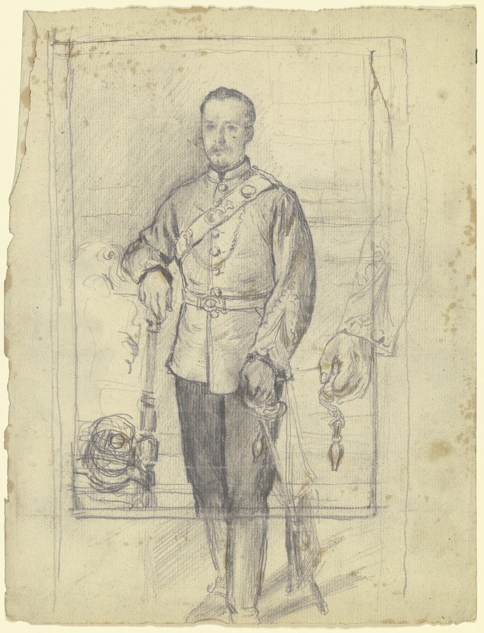 Porträtt av en man i uniform av Otto Scholderer