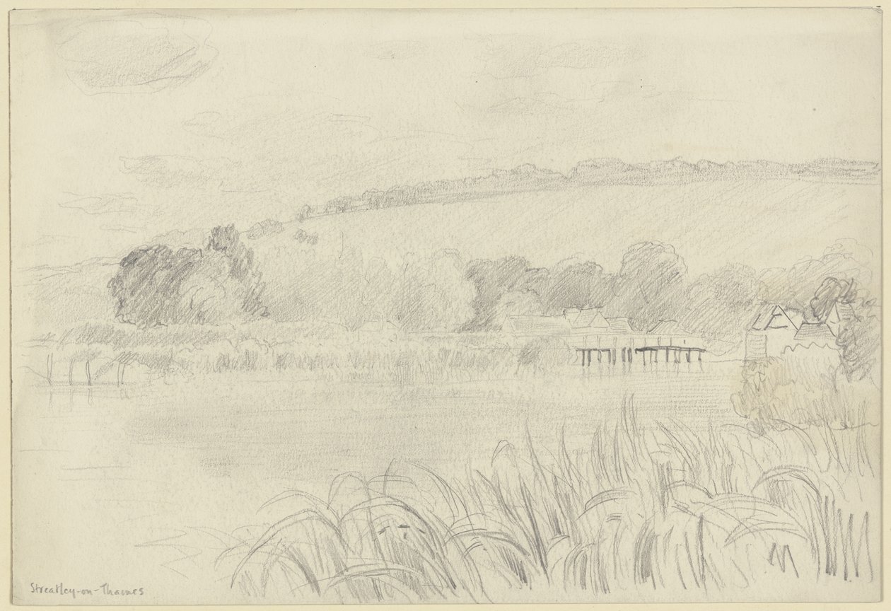 Flodlandskap vid Streatley-on-Thames av Otto Scholderer